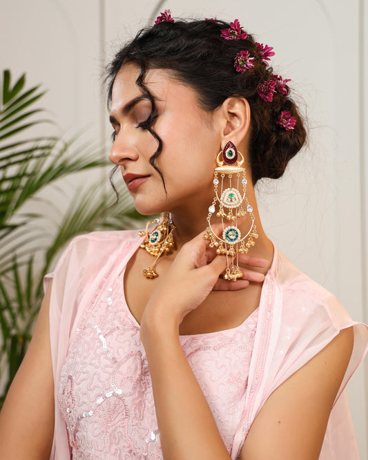Pashma chandelier earrings (Invisible kaan chain included)