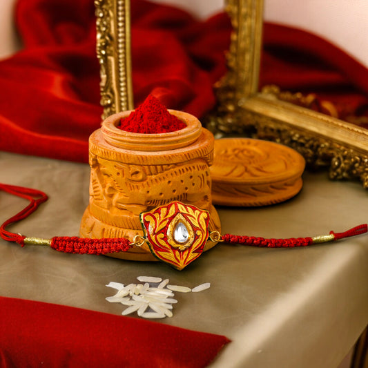 Traditional Gold Plated Kundan
Meenakari Red Rakhi