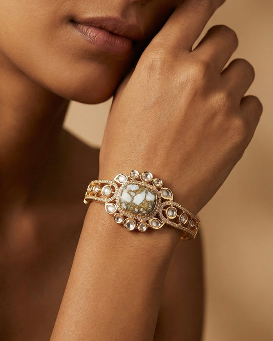 Regal White Petals Adjustable Handcuff/ Bracelet