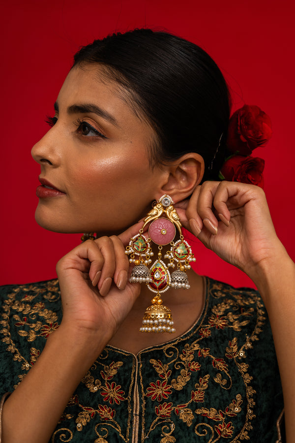 Chandni Bird Motif Jhumka Earrings