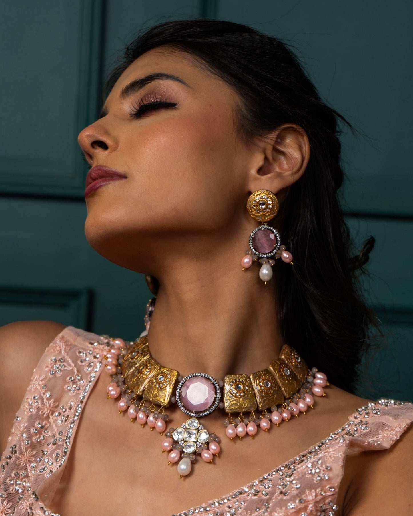 Meher Grey Meenakari
Fusion Necklace Set - Pirohee by parul sharma