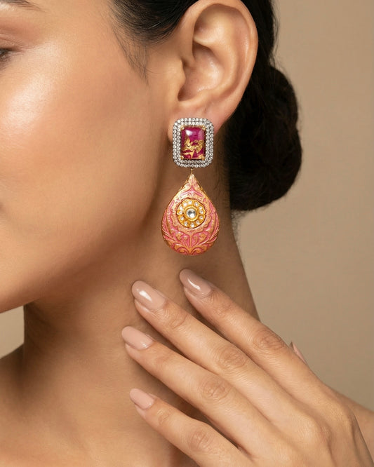 Azure Pink Meena Drops