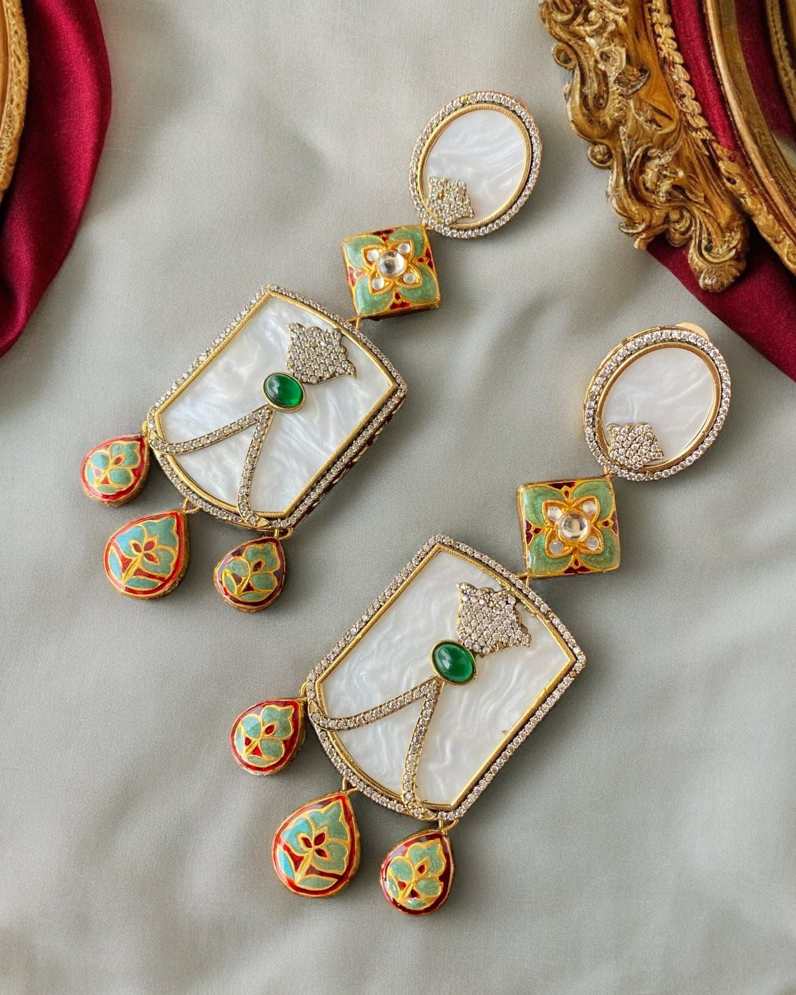 Riana Maroon Mother of Pearl
Fusion Earrings - Pirohee by parul sharma