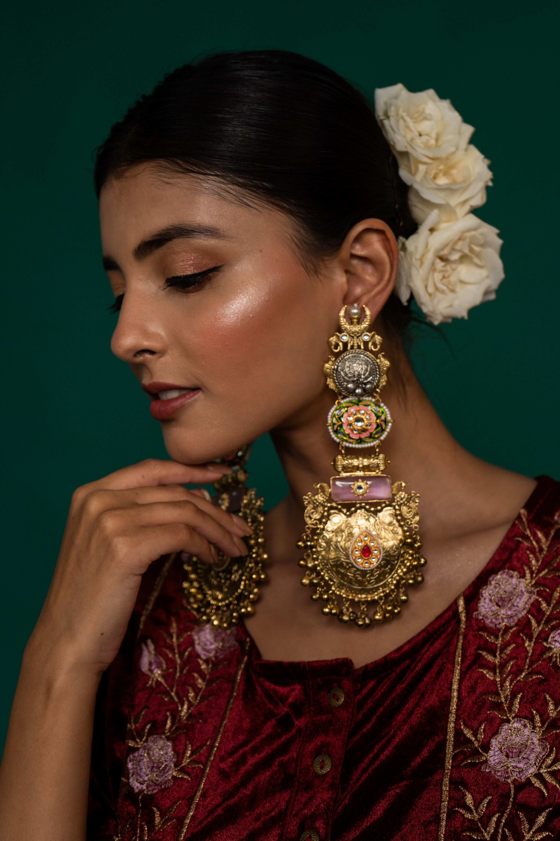 Pritha Elephant Motif Earrings - Pirohee by parul sharma
