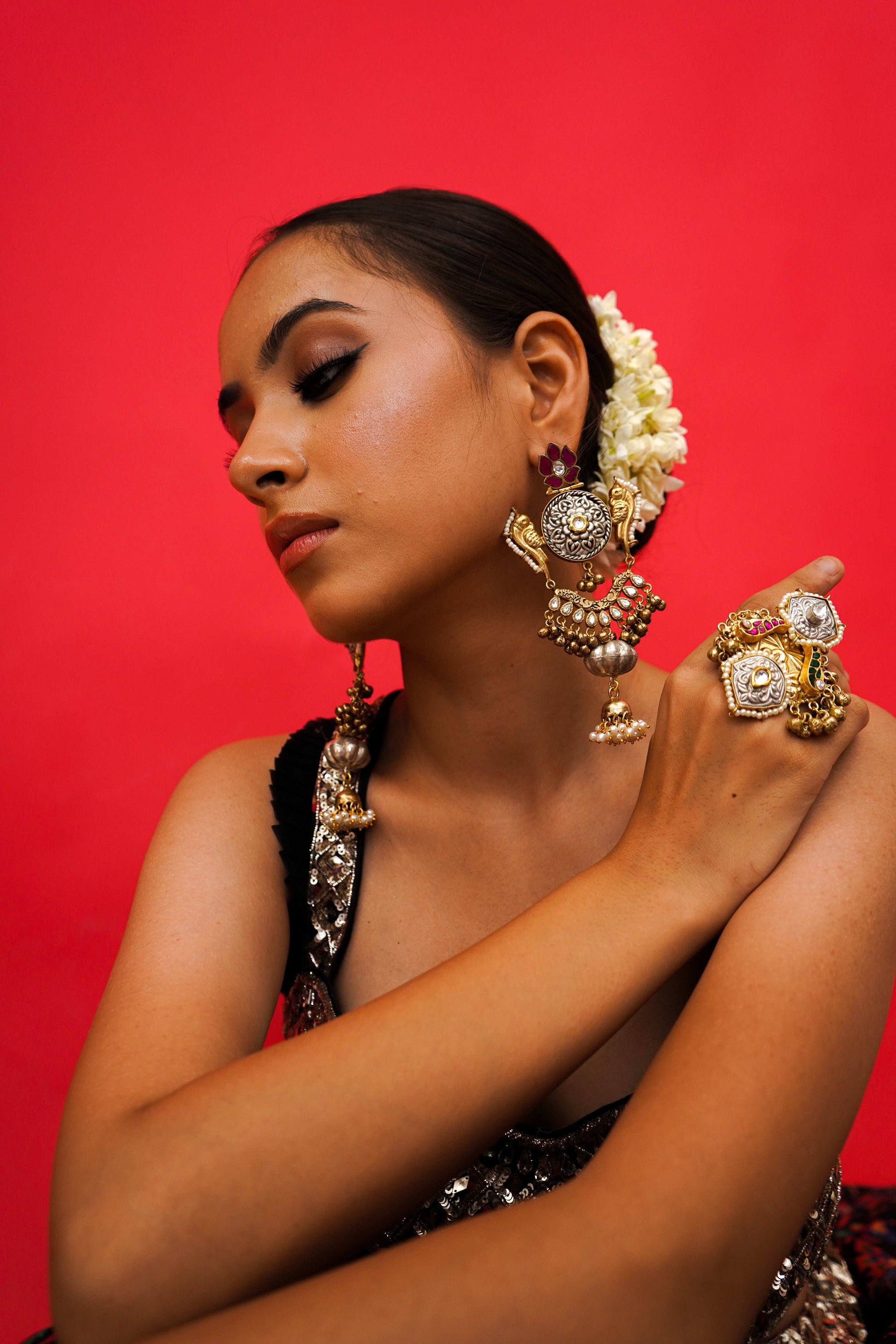 Zeenaz Multicolor Jadau Earrings - Pirohee by parul sharma