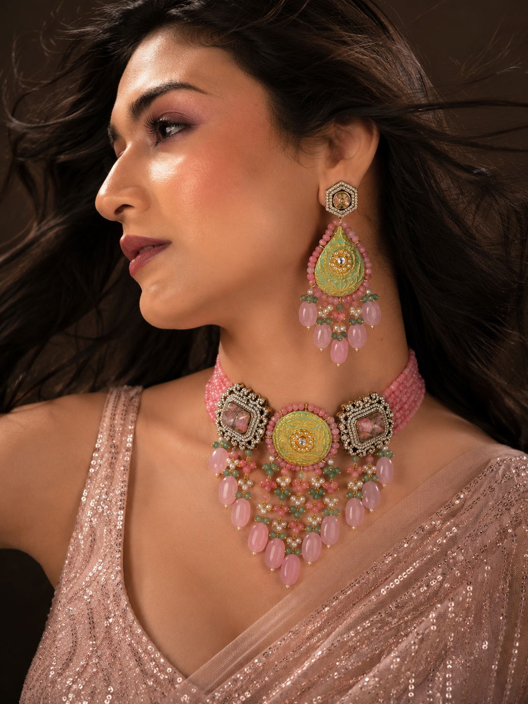 Mira Blush Jade Necklace Set