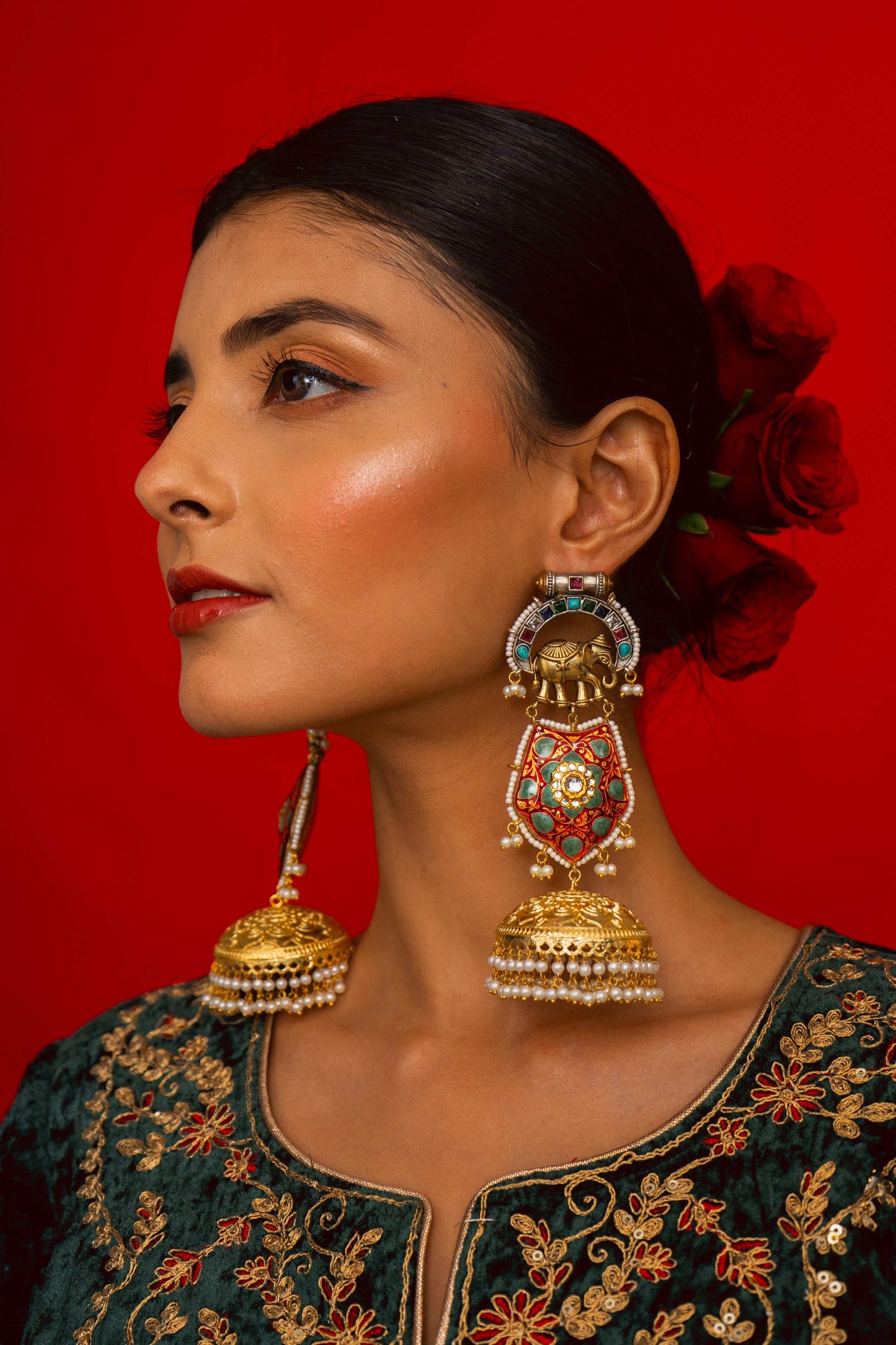 Vritika Elephant Motif Earrings - Pirohee by parul sharma