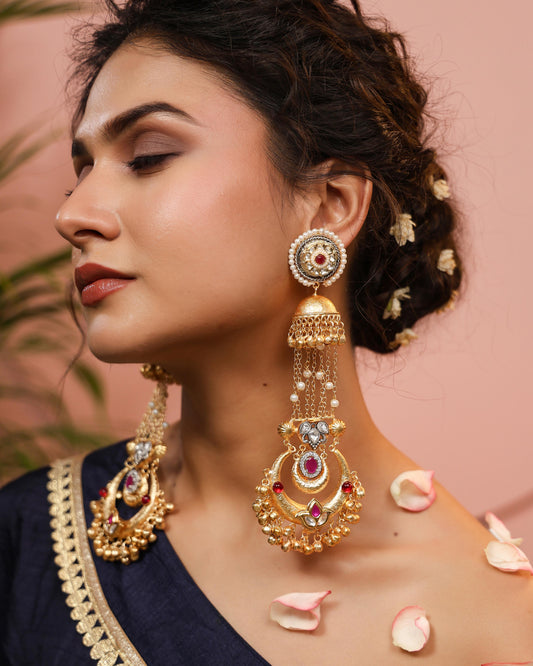 Zooni Jhumka Dangler Earrings (invisible kaan chains included)