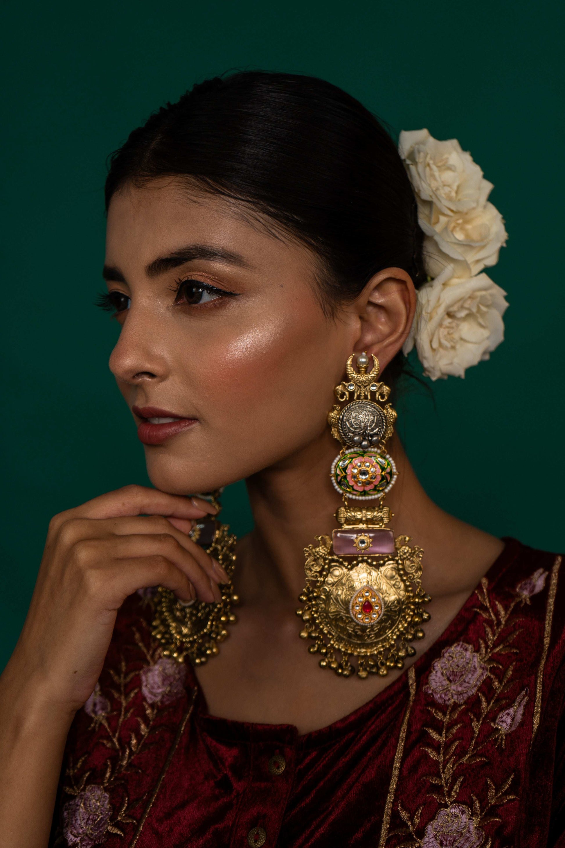 Pritha Elephant Motif Earrings - Pirohee by parul sharma