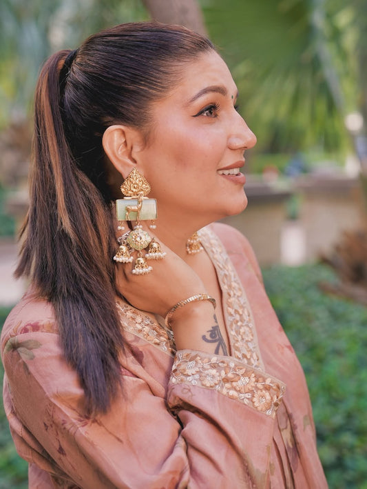 Fiza Mint Fusion Jhumka Earrings