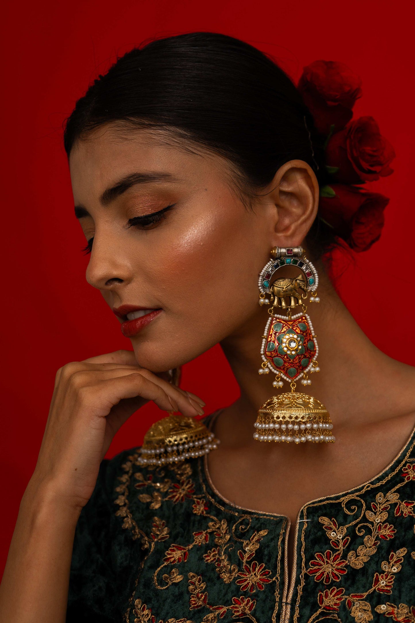 Vritika Elephant Motif Earrings - Pirohee by parul sharma
