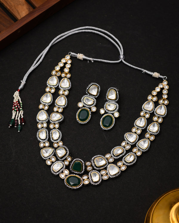 Enchanting Emerald: Kundan Polki Necklace Set - Pirohee by parul sharma