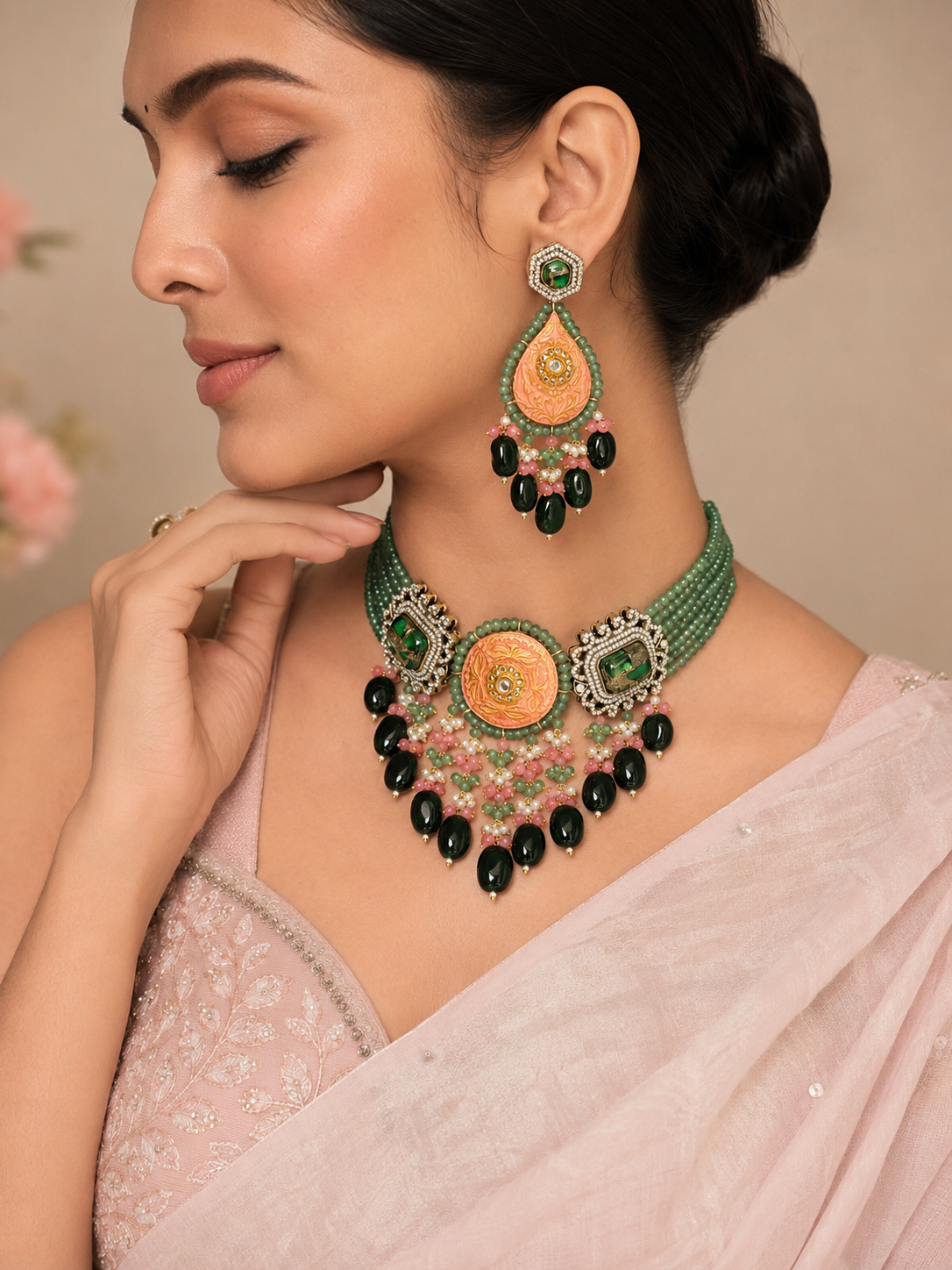 Mira Emerald Jade Necklace Set