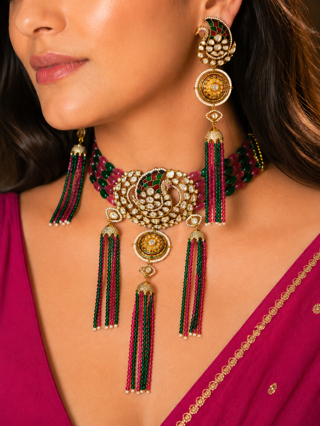Veda Multicolour Polki Jadau Choker Set