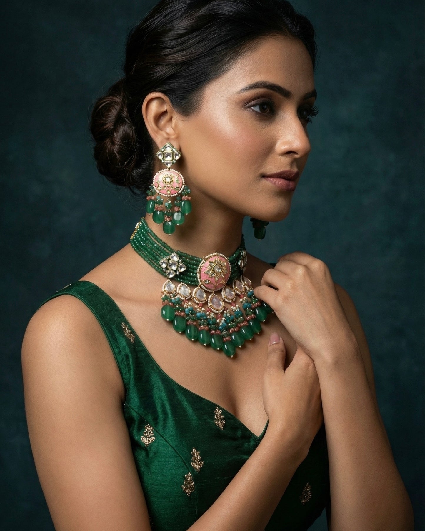 Anisa Green Choker Necklace Set