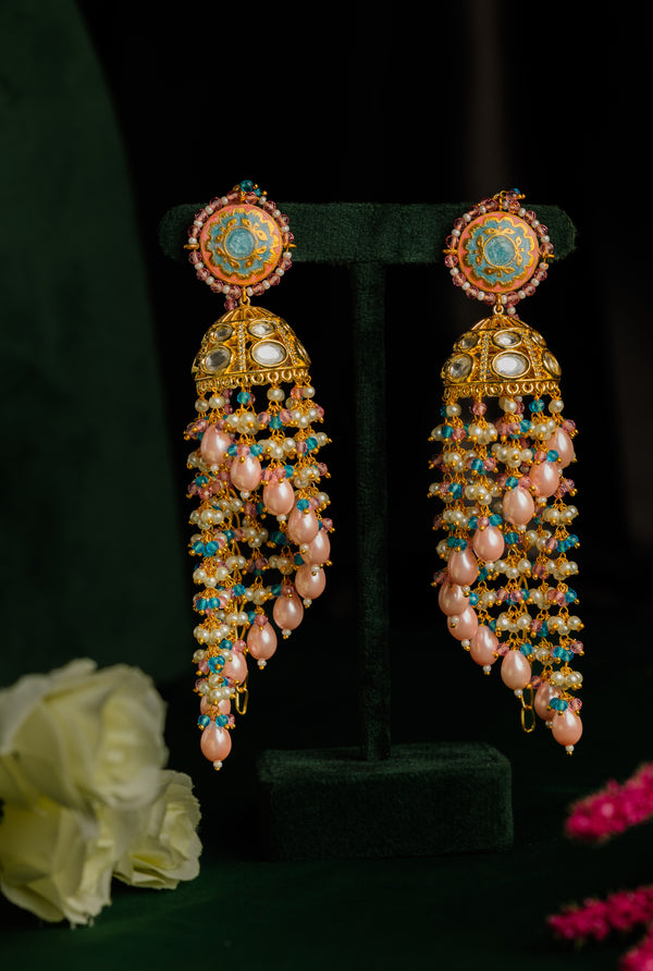 Aayat Pink Polki Jhumkas - Pirohee by parul sharma