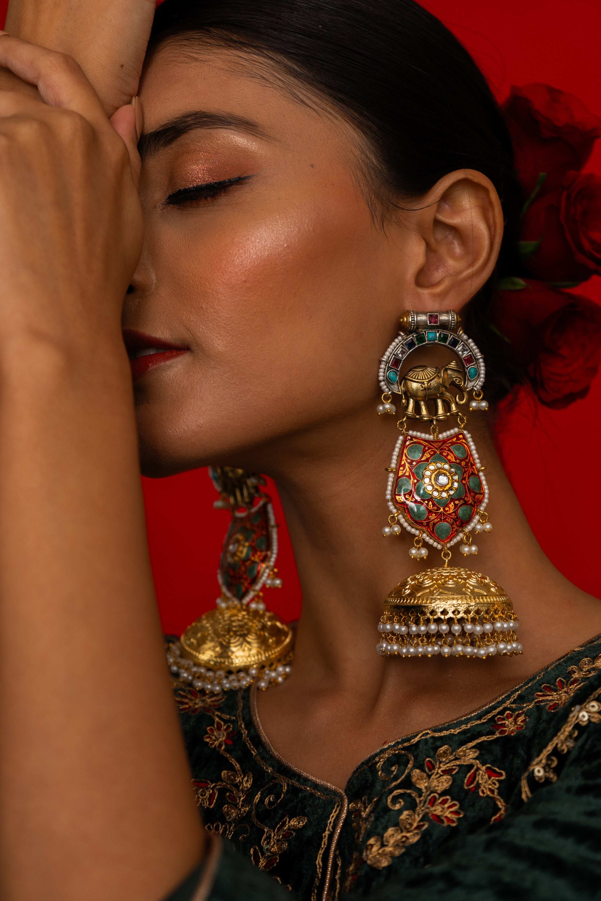 Vritika Elephant Motif Earrings - Pirohee by parul sharma