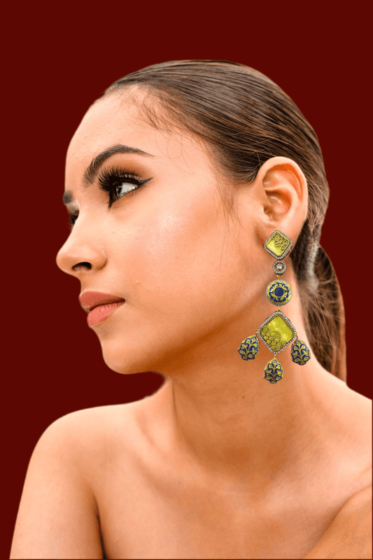 Haniya Yellow Fusion Earrings - Pirohee by parul sharma