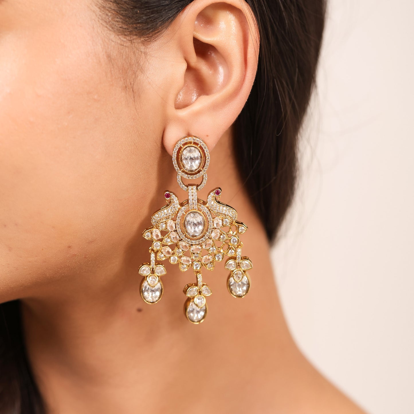 Polki Chand Sitara Earrings