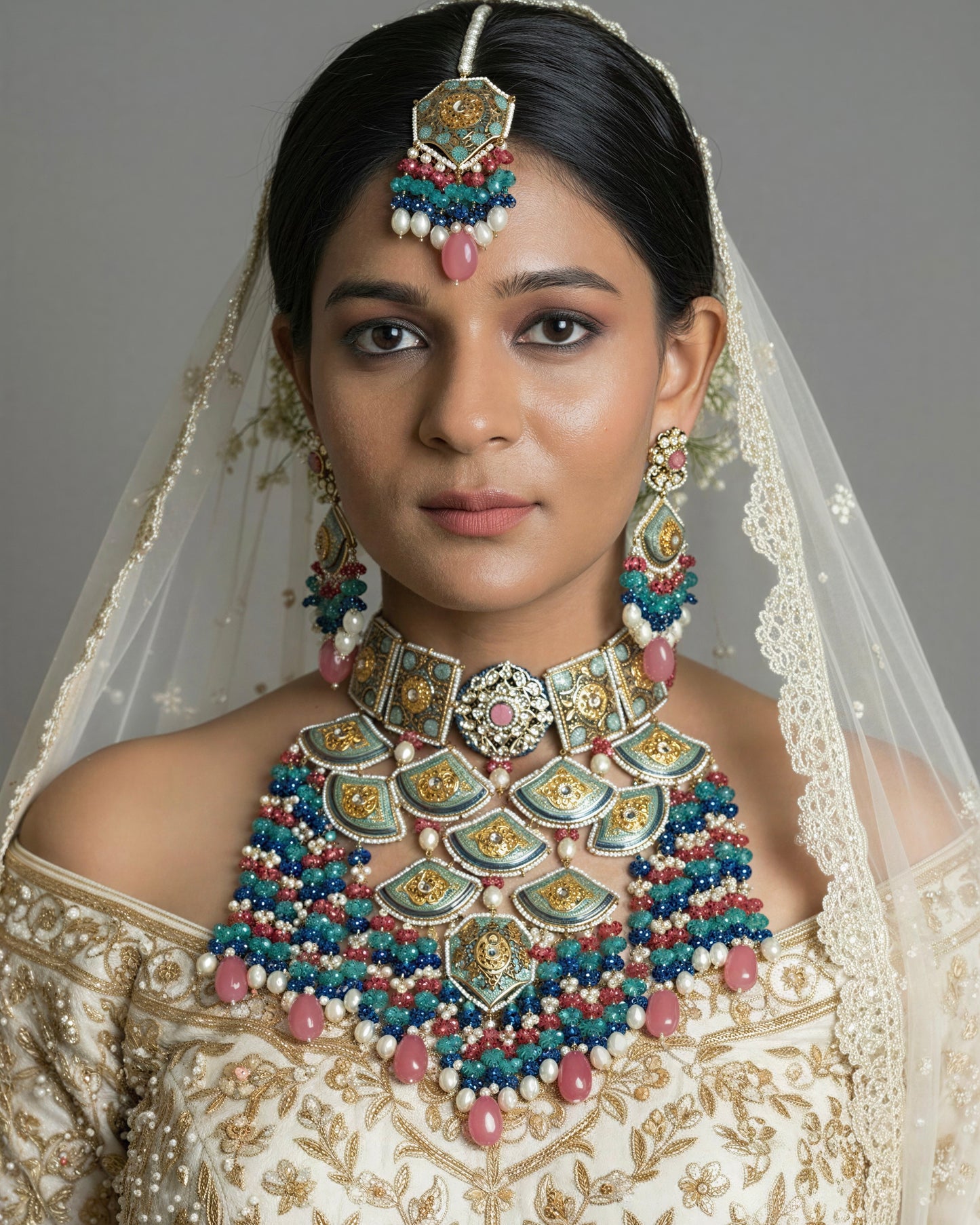 Inaayat Blue Meenakari Bridal Necklace Set