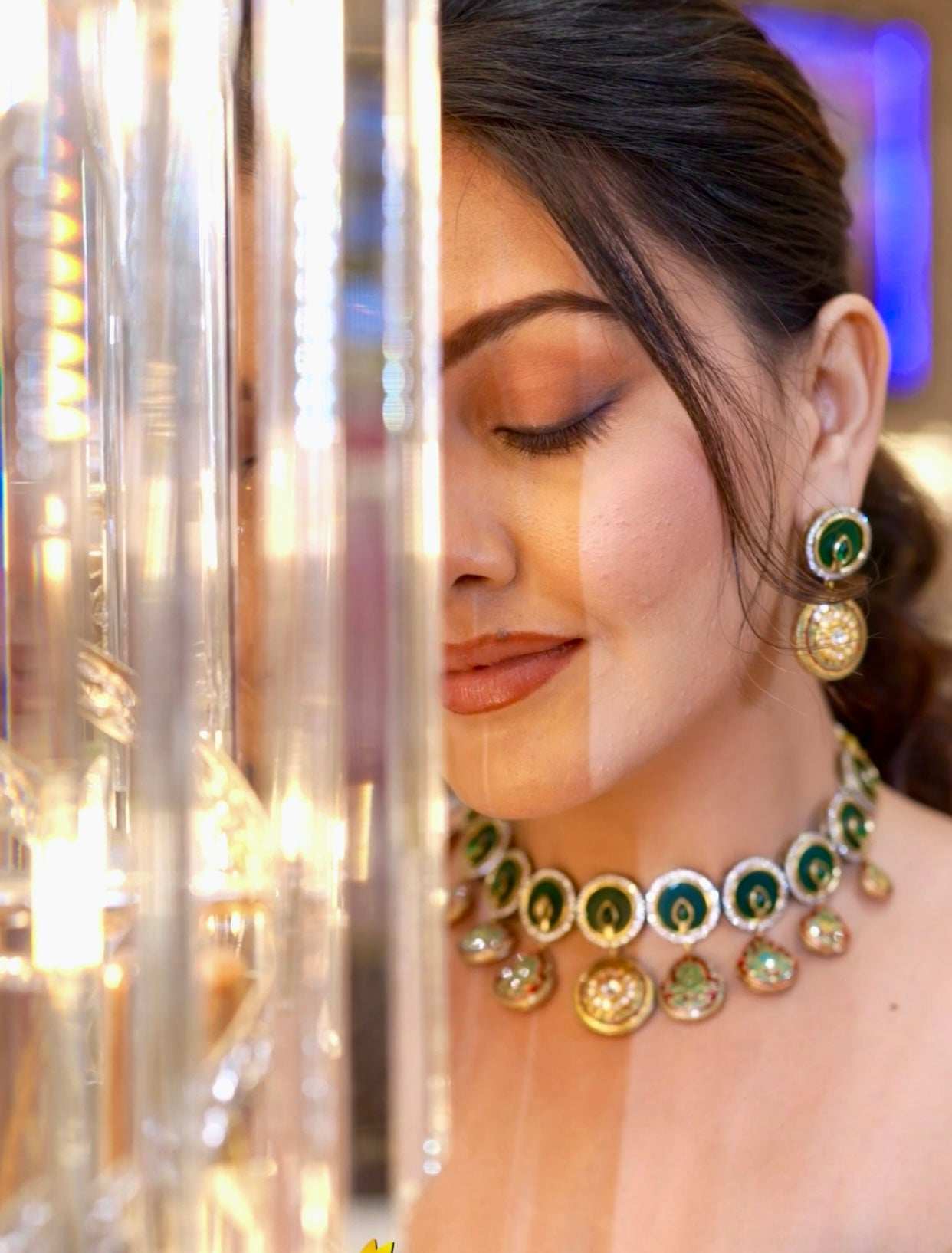 Amna Emerald Green Fusion
Necklace Set - Pirohee by parul sharma