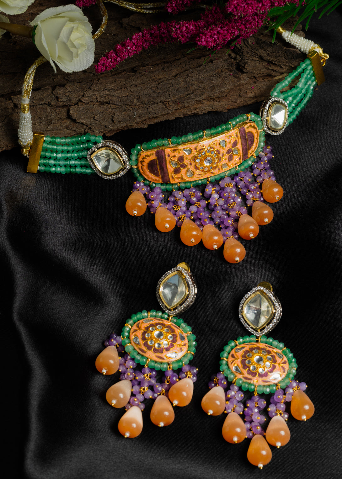 Faqat Coral Necklace Set - Pirohee by parul sharma