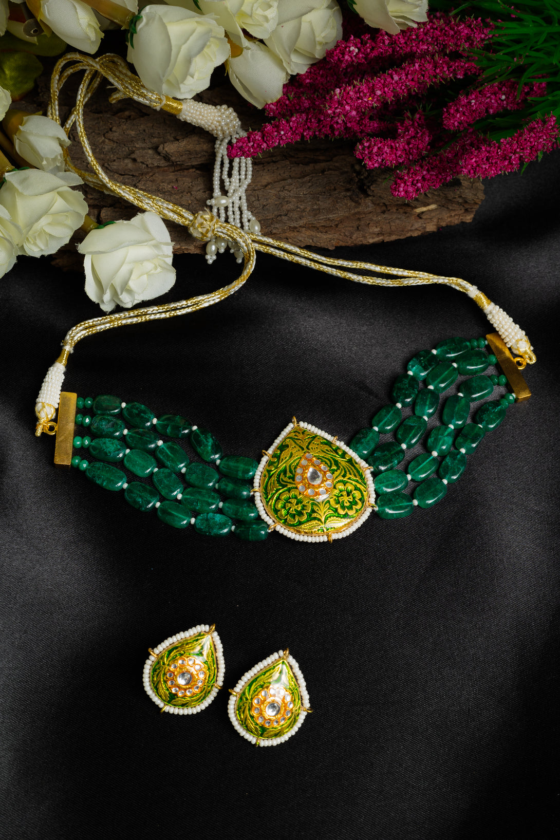 Graceful Emerald Green Choker Set - Pirohee by parul sharma