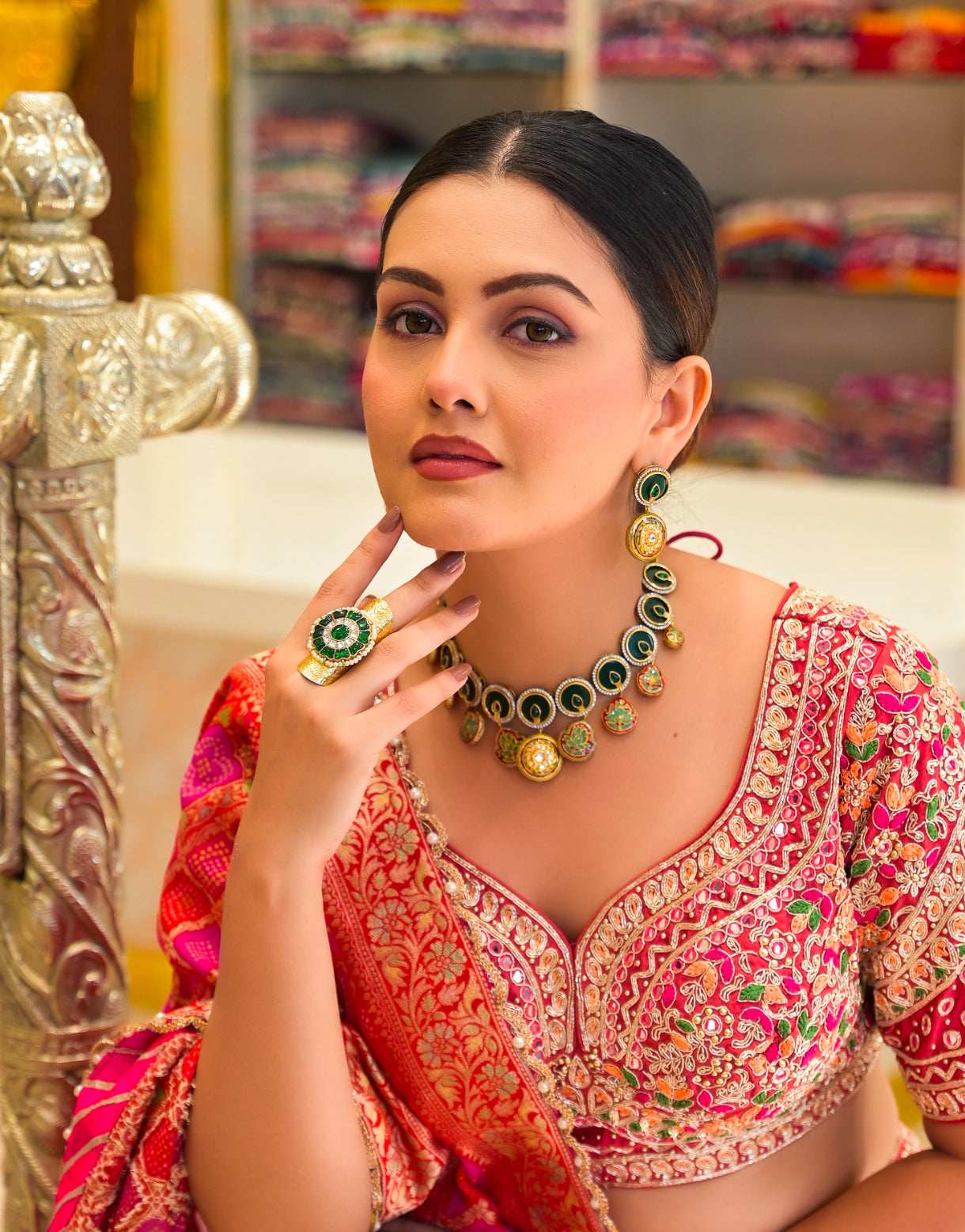 Amna Emerald Green Fusion
Necklace Set - Pirohee by parul sharma