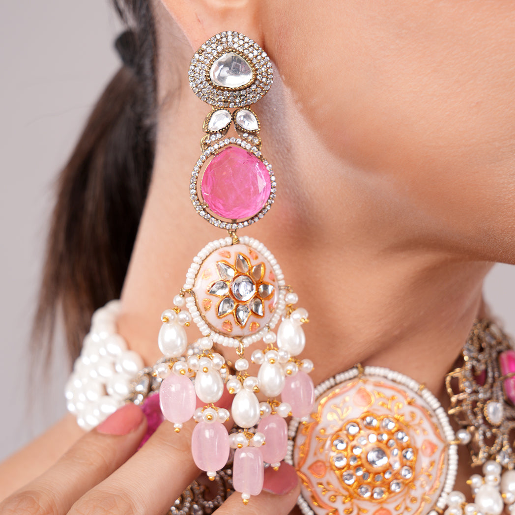 Sheeshbaagh Ivory Royal Meenakari & Pearl Set