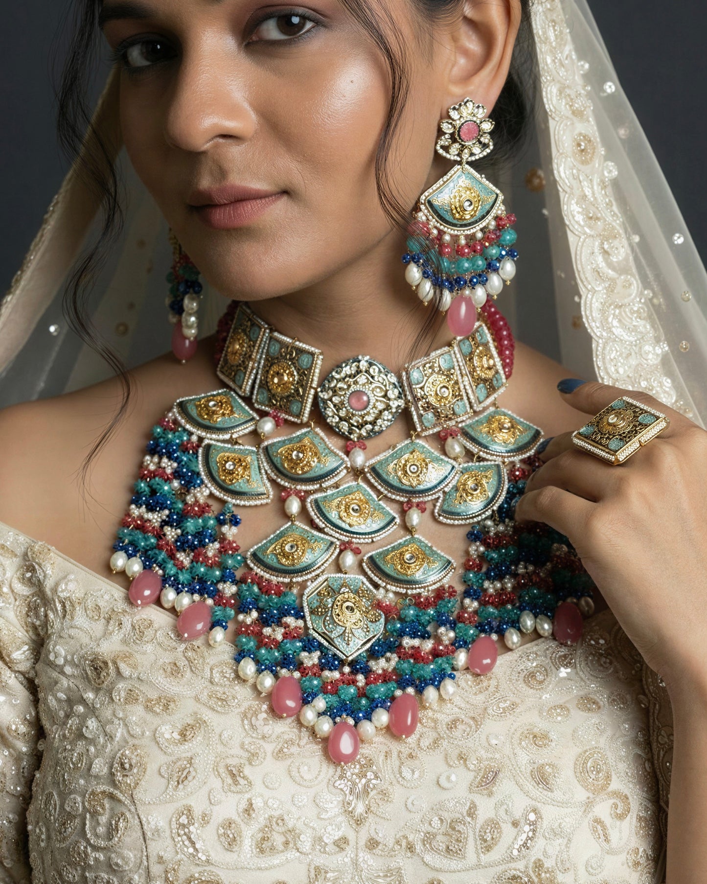 Inaayat Blue Meenakari Bridal Necklace Set