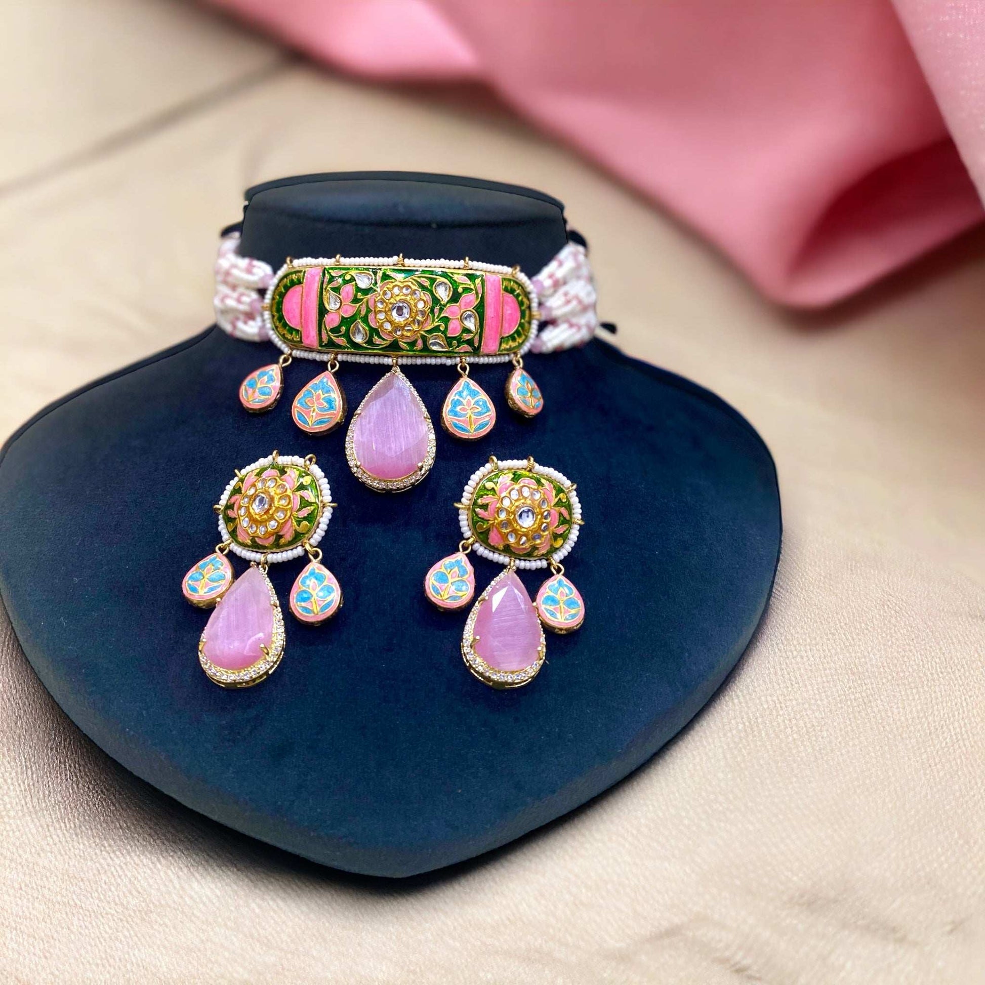 Aria Green Fusion Necklace Set - Pirohee by parul sharma