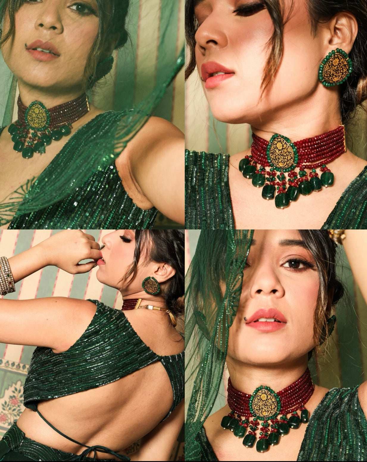 Alluring Emerald Green Choker Set - Pirohee by parul sharma