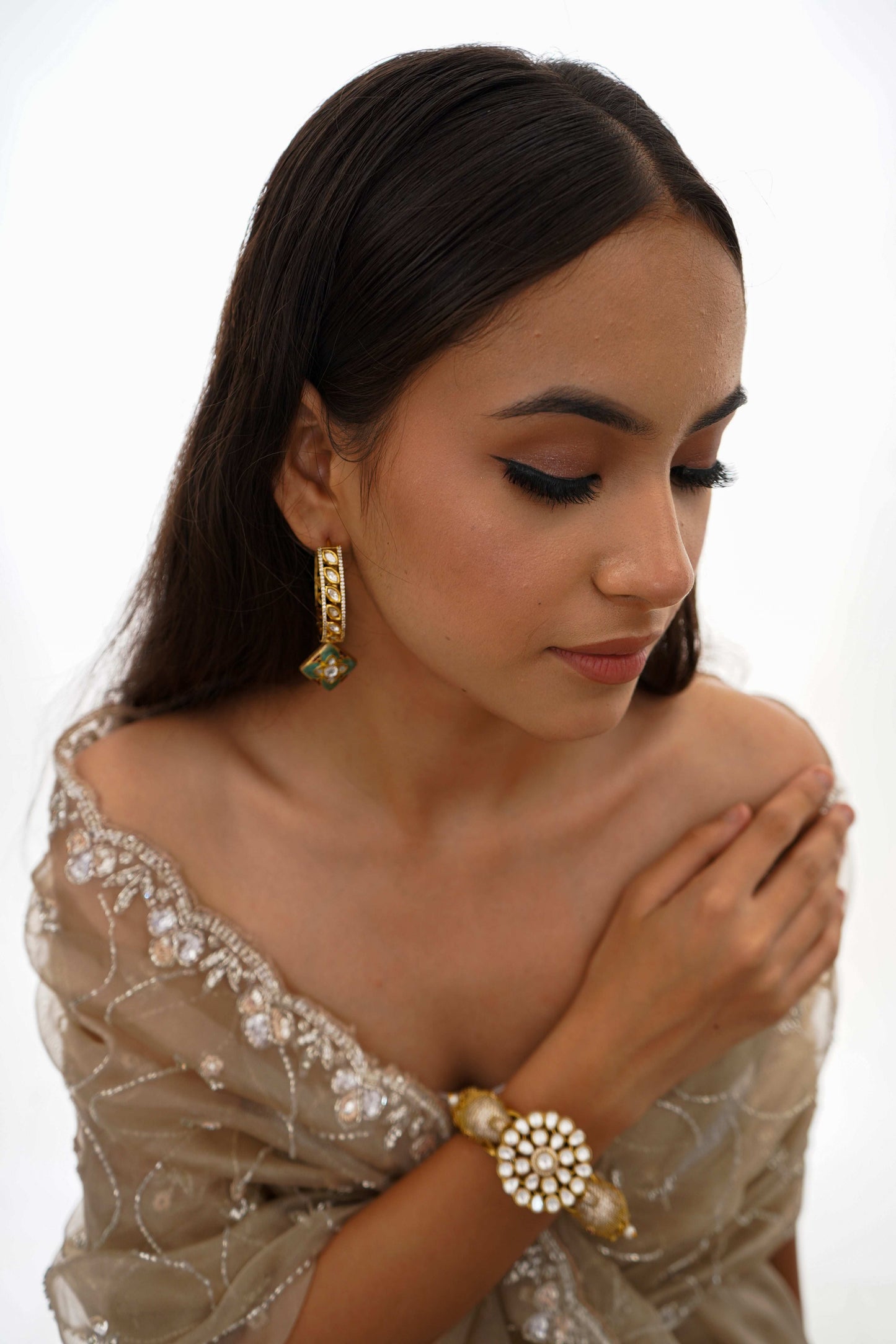 Gauhar Kundan Loop Earrings - Pirohee by parul sharma