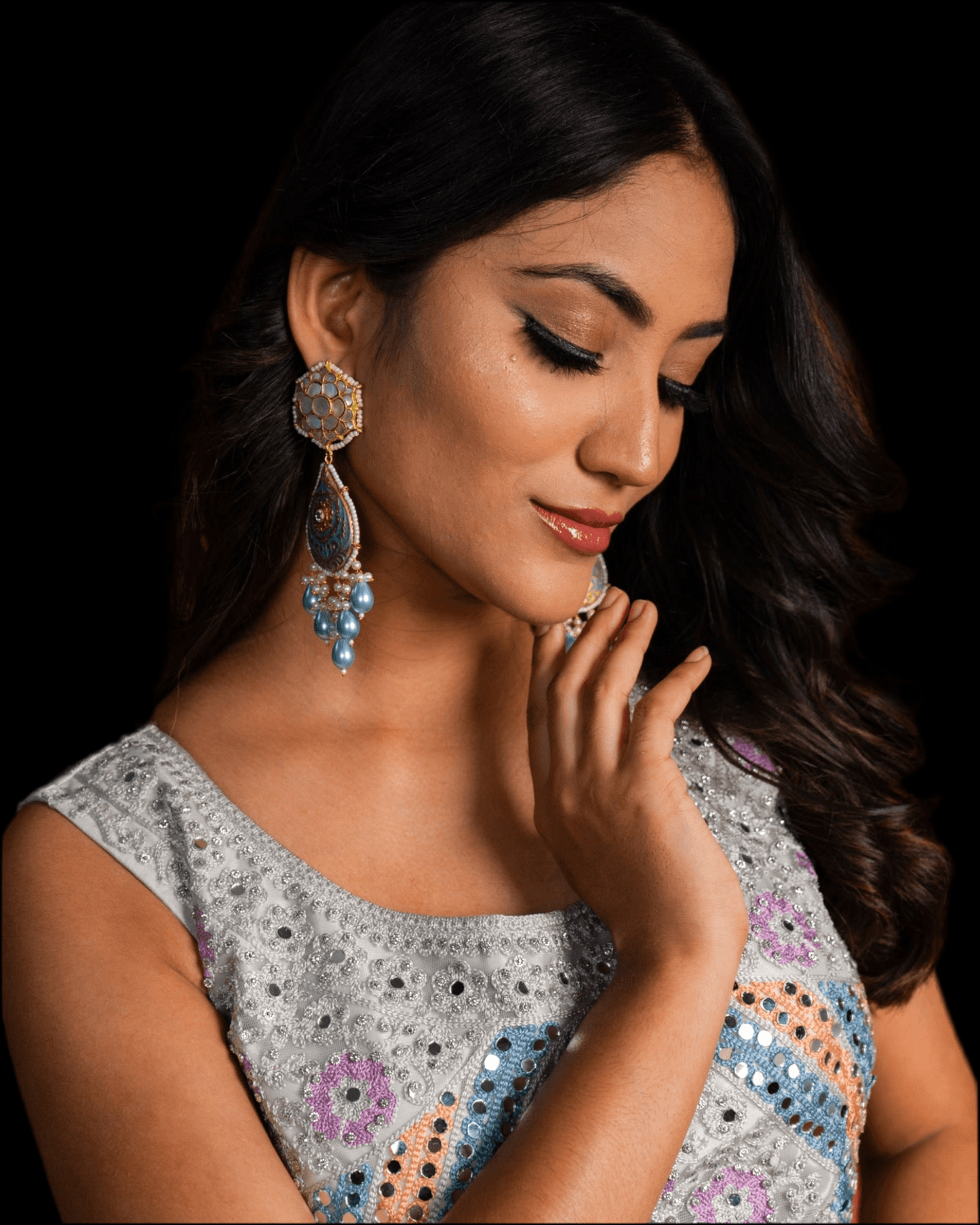 Firozaa Mother Of Pearl Earrings - Pirohee by parul sharma