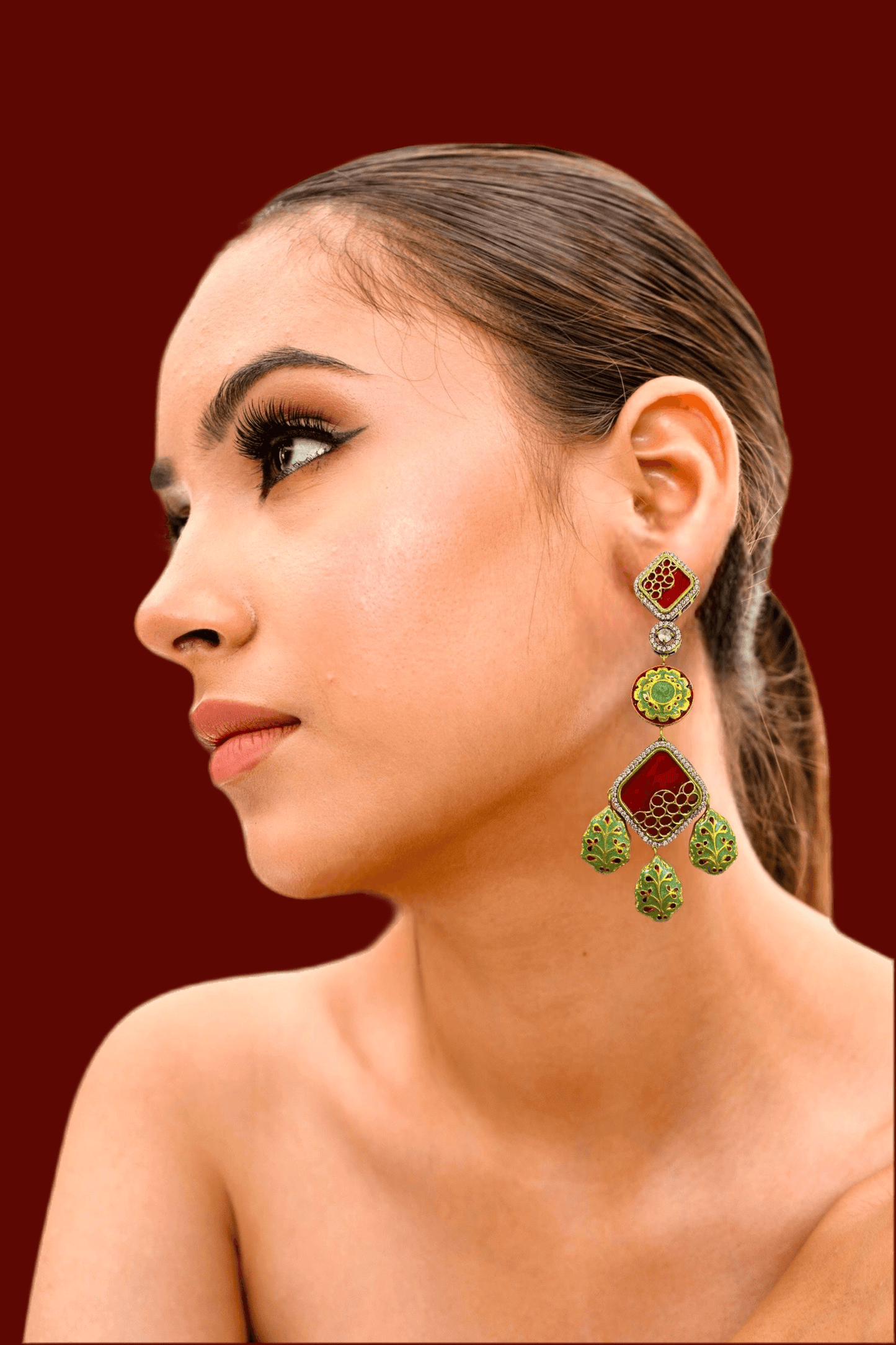 Haniya Red Fusion Earrings - Pirohee by parul sharma