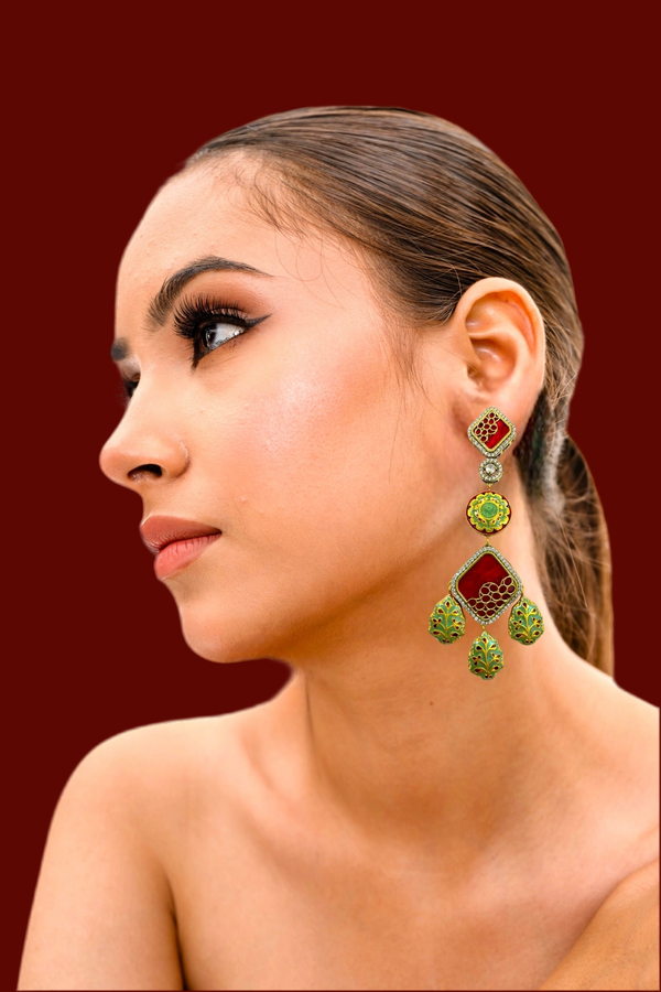 Haniya Red Fusion Earrings