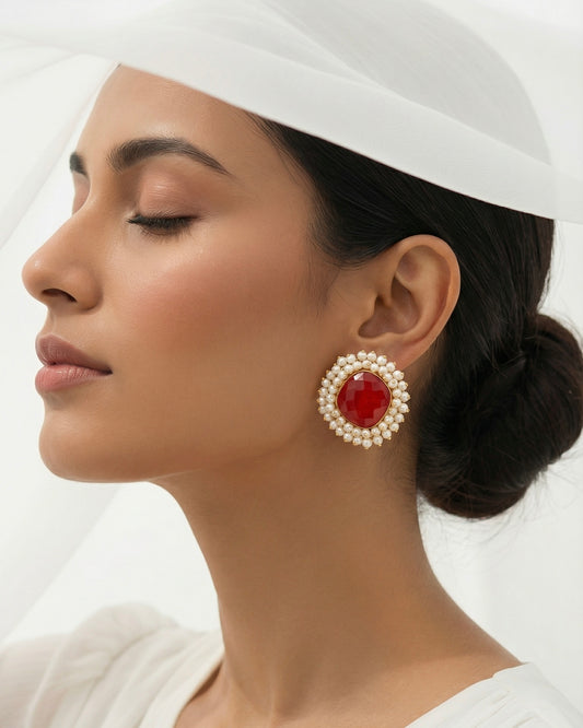 Ruby Bloom Stud Earrings