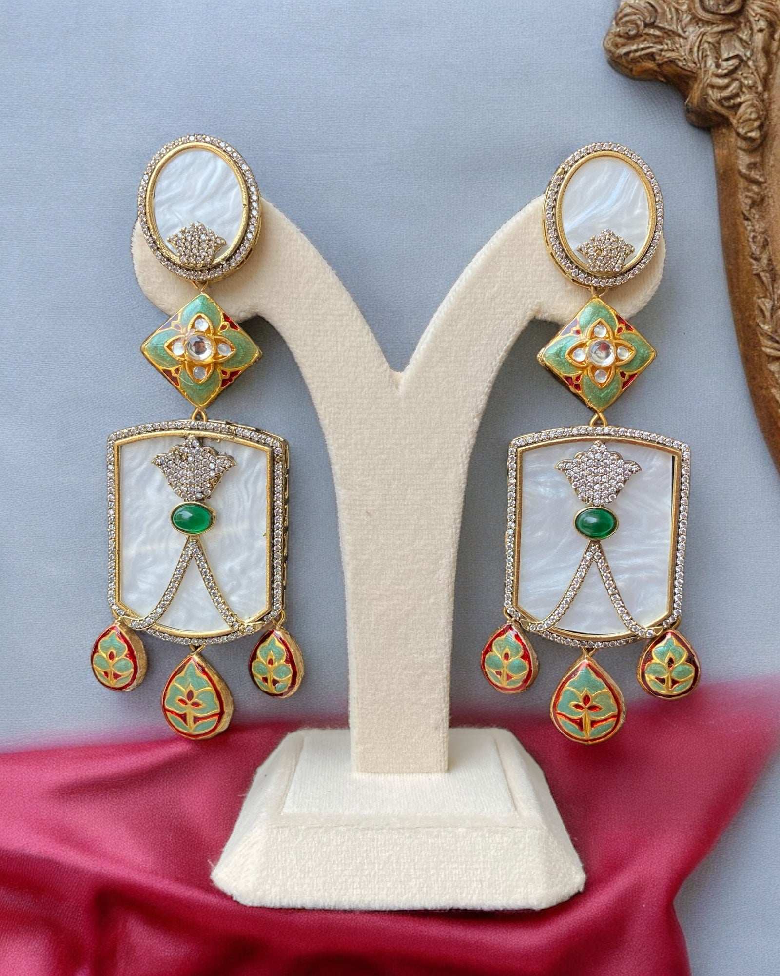 Riana Maroon Mother of Pearl
Fusion Earrings - Pirohee by parul sharma