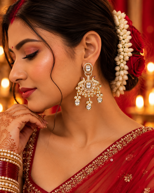Polki Chand Sitara Earrings