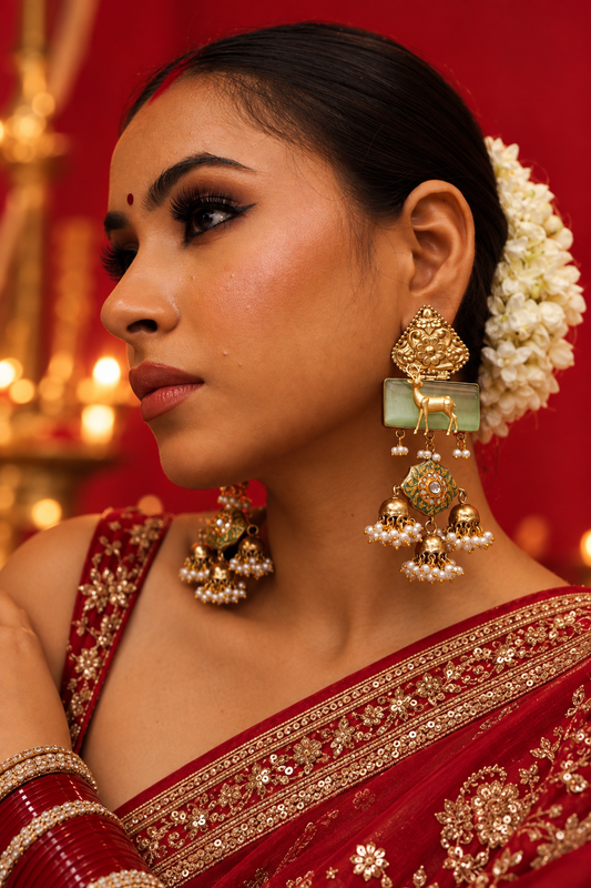 Fiza Mint Fusion Jhumka Earrings