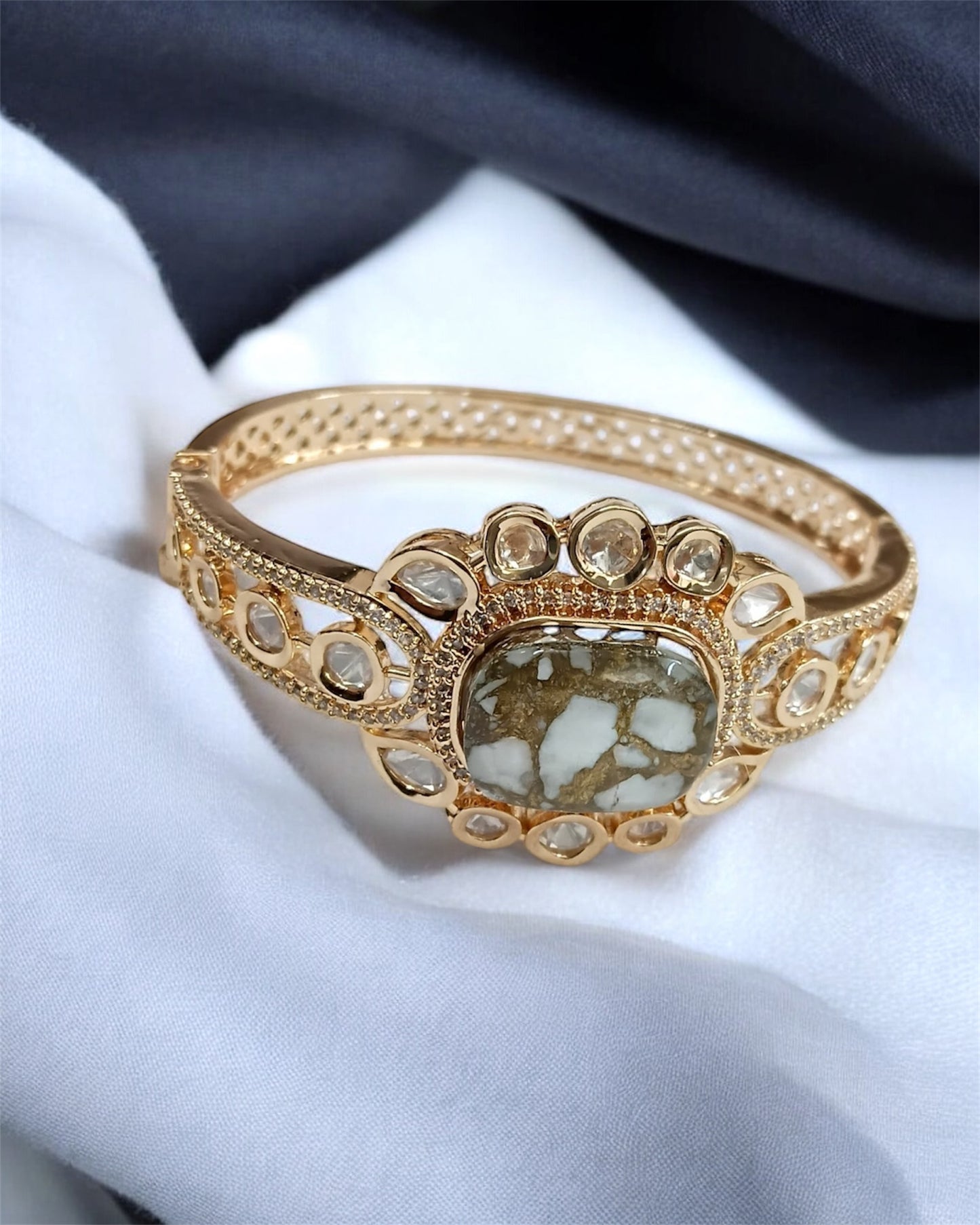 Regal White Petals Adjustable Handcuff/ Bracelet