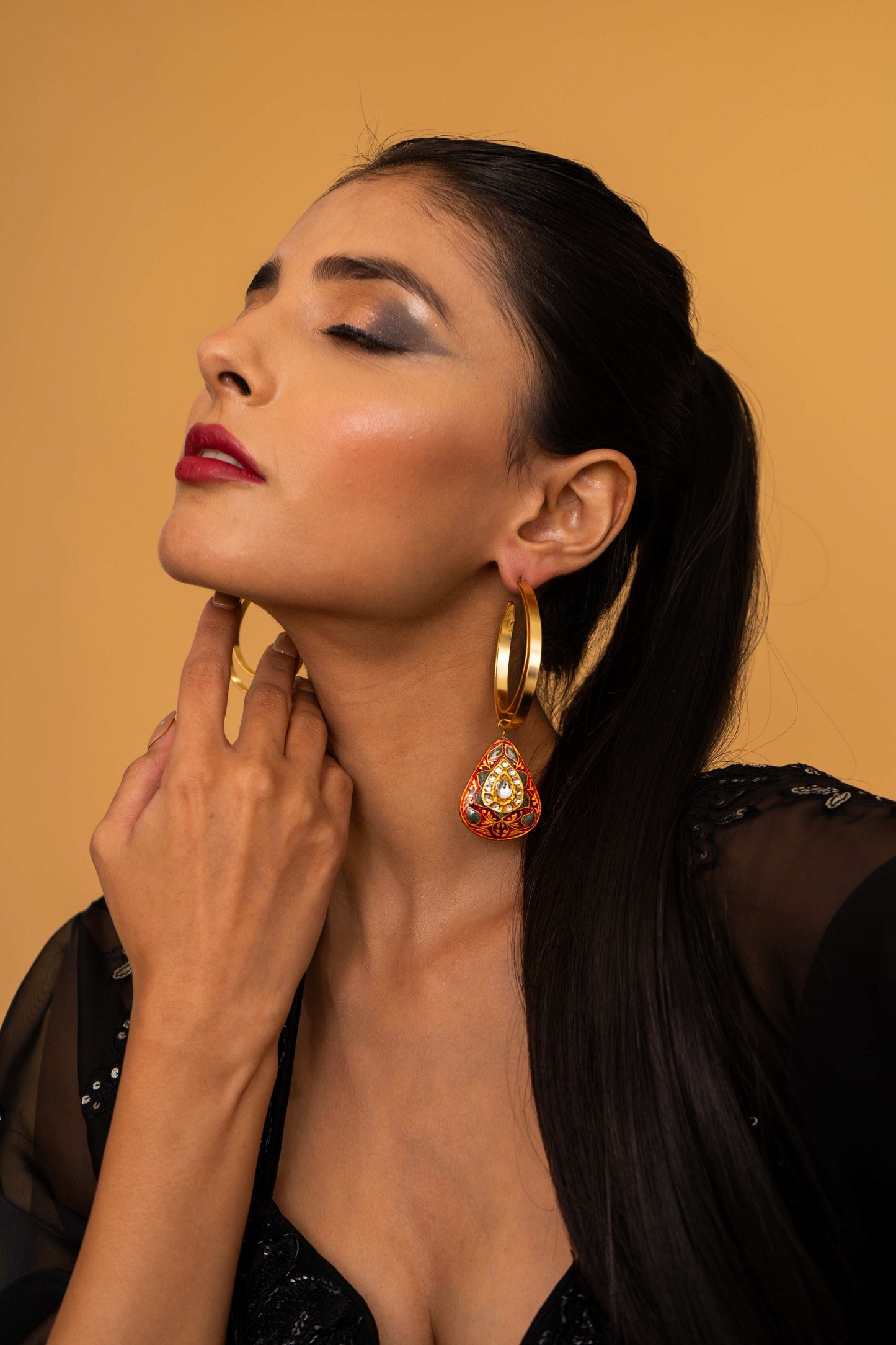 Ayla Red Hoop Earrings - Pirohee by parul sharma