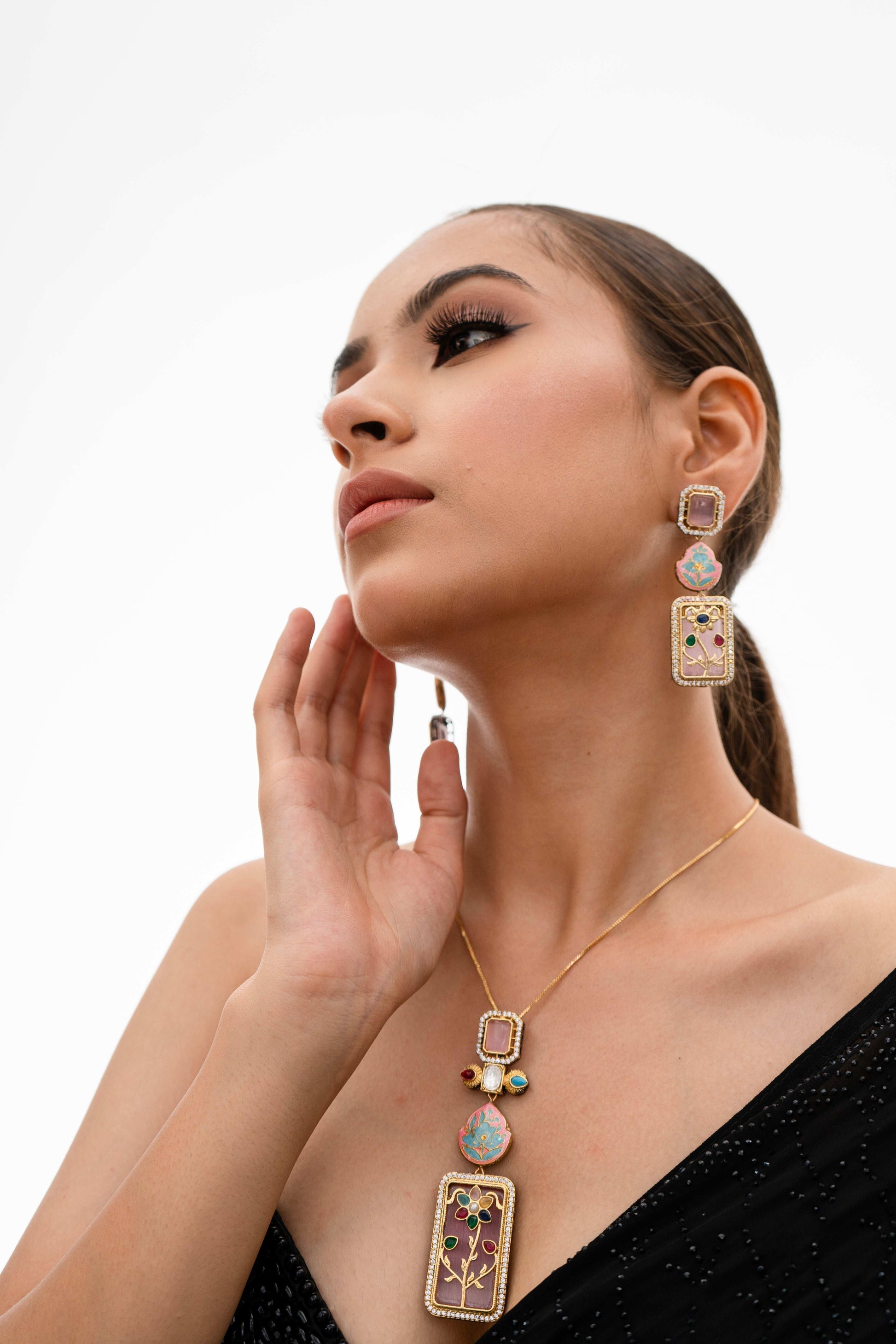 Parisa Pink Fusion Necklace Set - Pirohee by parul sharma