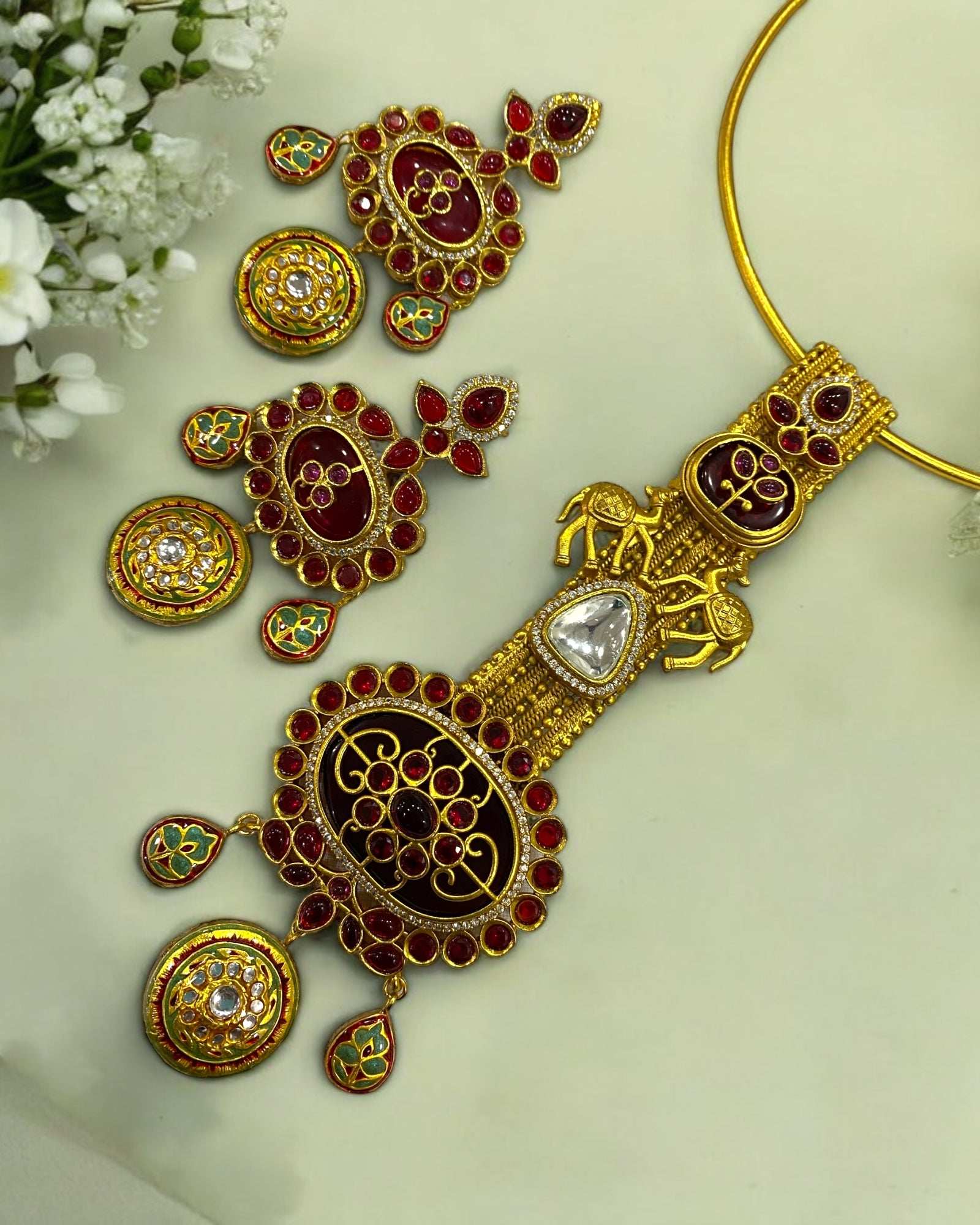 Alvira Maroon Red Jadau Hasli
Set - Pirohee by parul sharma