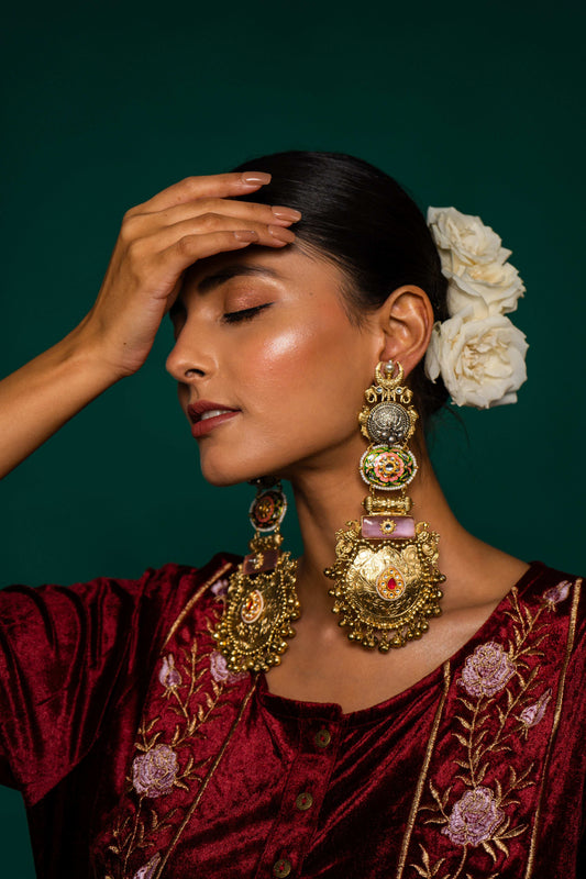Pritha Elephant Motif Earrings - Pirohee by parul sharma
