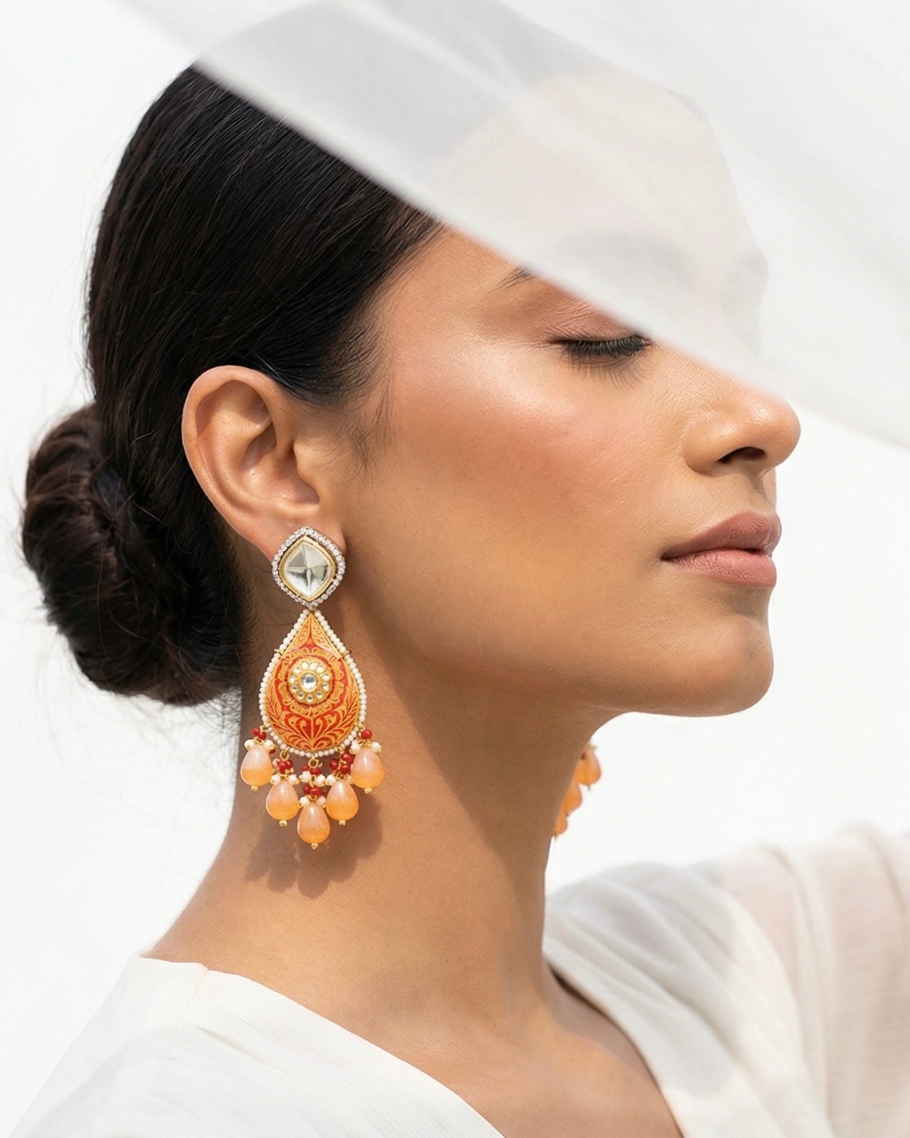 Adah Red Polki Earrings