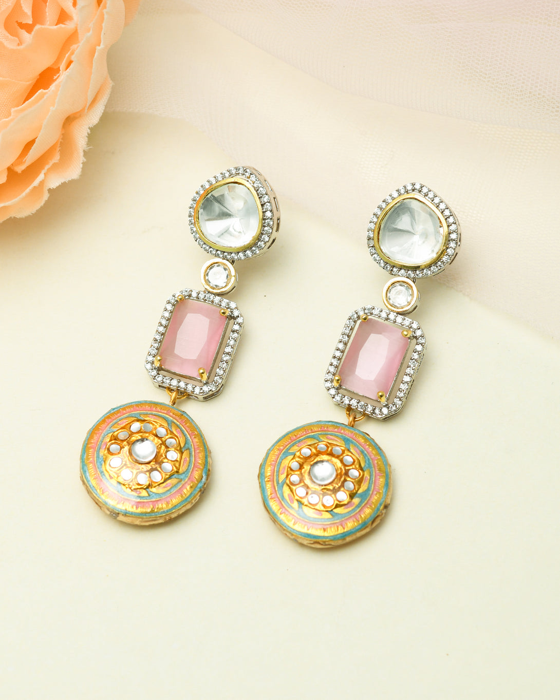 Aiza Pink Fusion Earrings - Pirohee by parul sharma