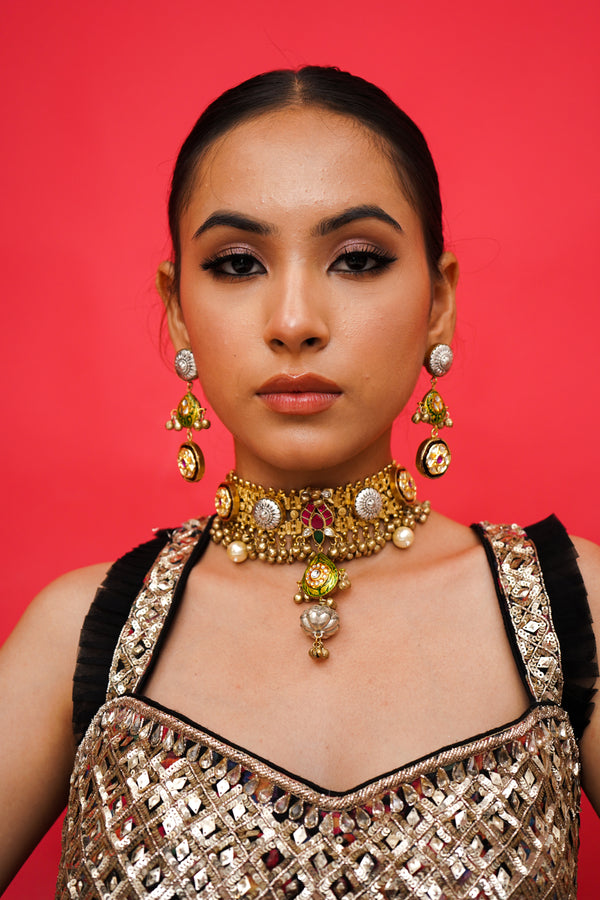 Mahnoor Jadau Fusion Necklace Set