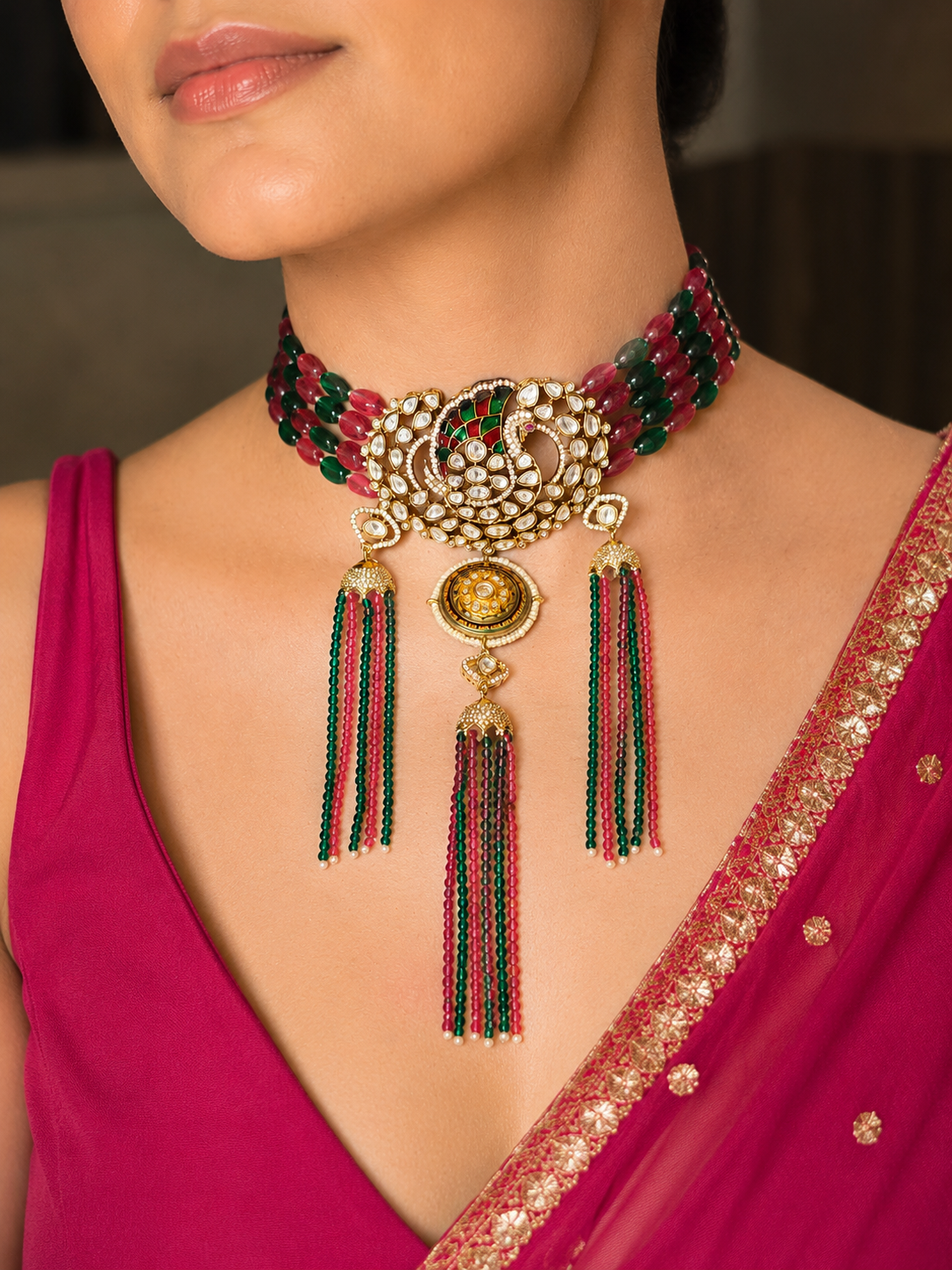 Veda Multicolour Polki Jadau Choker Set