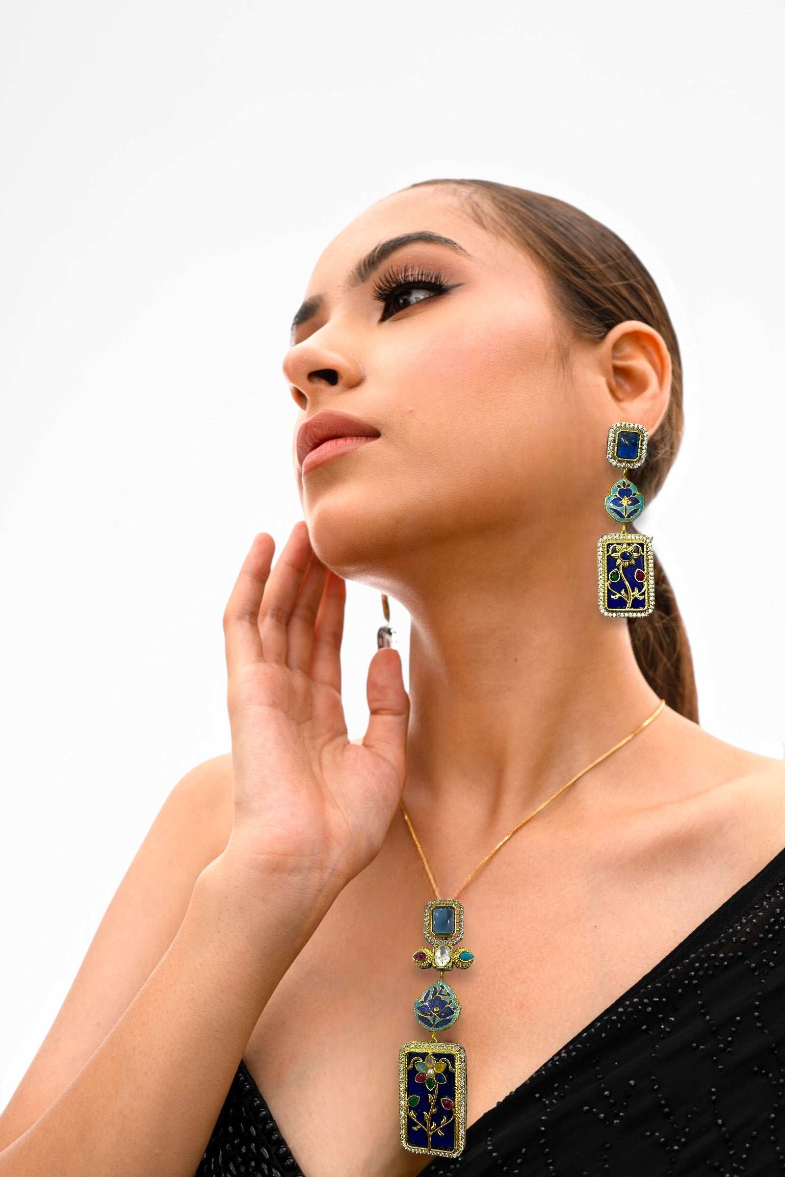 Parisa Blue Fusion Necklace Set - Pirohee by parul sharma